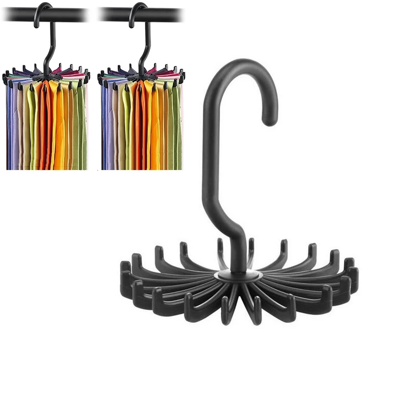 

Plastic Portable Tie Rack For Closets Rotating Ties Hook Holder Belt Scarves Hanger For Men Women Clothing Organizer