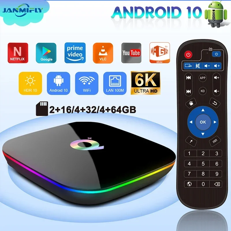 Global Android 10,0 TV Box Q Plus CPU Allwinner H616 compatible con 6K 2,4G Wifi RAM 2GB ROM 16GB 8GB caja de TV inteligente multilingüe