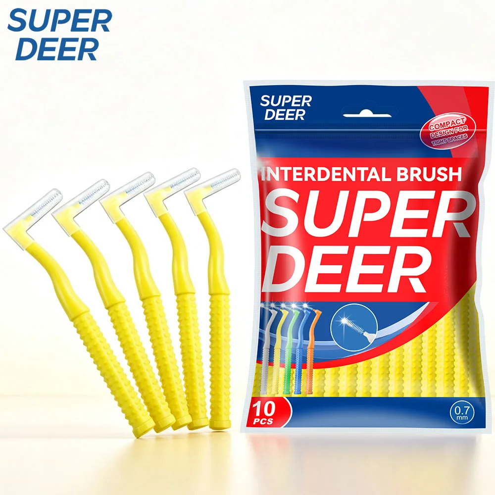 10-50Pcs L Shaped Interdental Brushes 0.7mm Soft Fine Bristles Teeth Gap Cleaner Plaque Remover Oral Care For Braces Tight Space