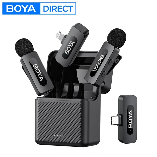 BOYA BY-V3 Bezprzewodowy mikrofon krawatowy do iPhone'a serii 15/16 Samsung DJI Pocket 3 Smartfony typu c Aparaty Nagrywanie wideo