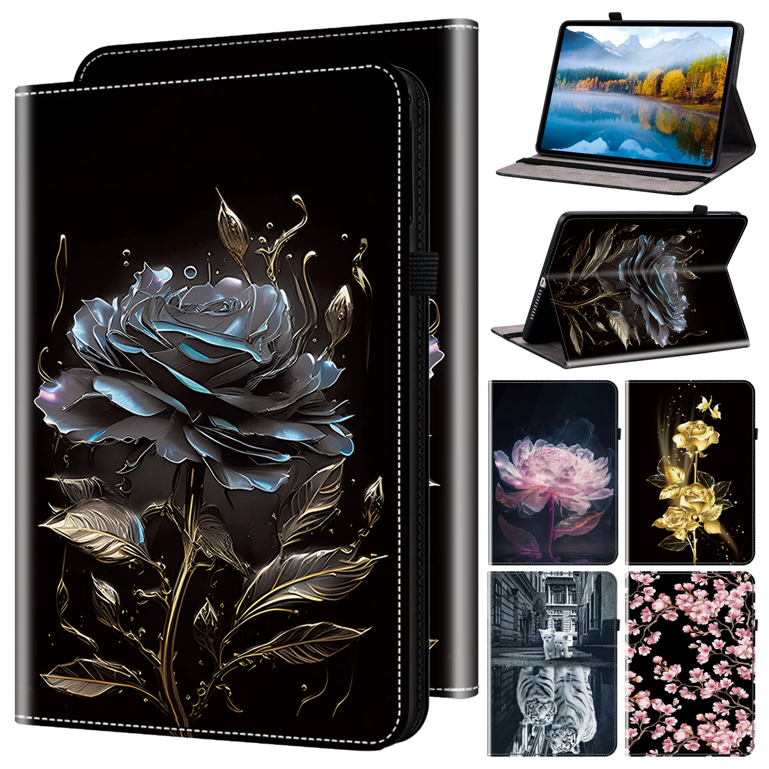 For Lenovo Xiaoxin Pad M11 11 inch TB-331FC TB-330FU 3D Flower Case Back TPU Shockproof Foldable Stand Tablet Cover