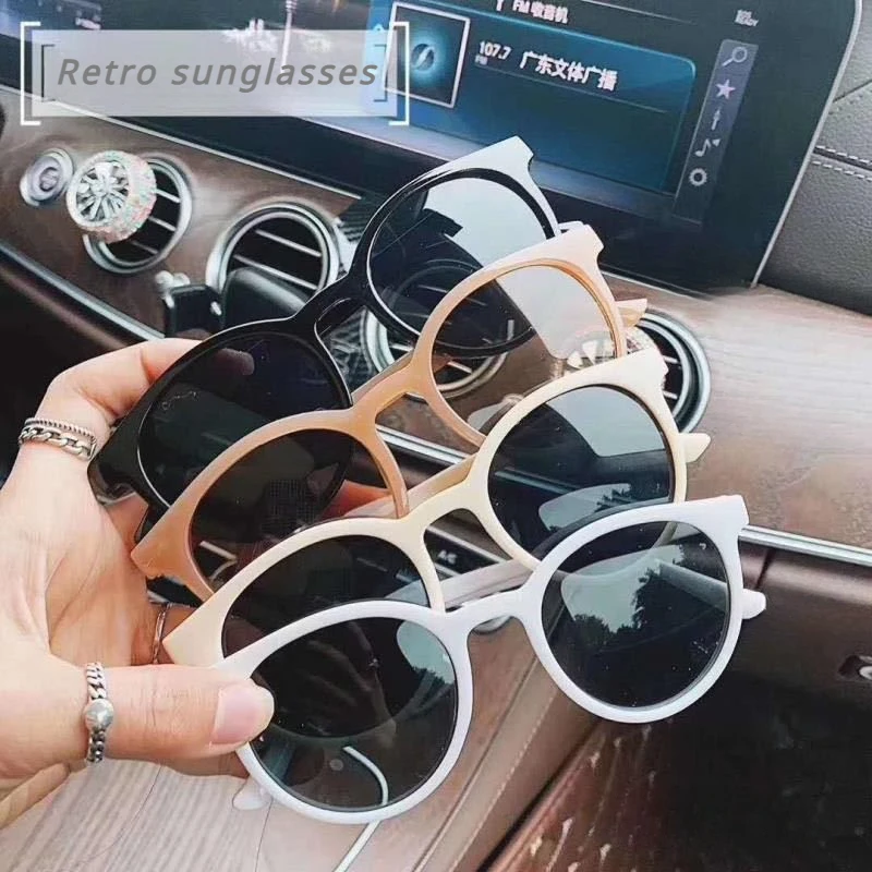 Retro Ultra-light Round Frame Sunglasses Candy-colored Street Sunglasses Sunscreen UV Holiday Party Glasses Accessories