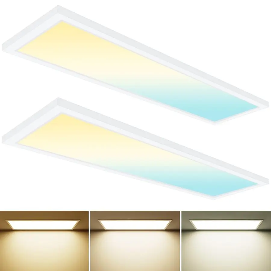 Luz de panel plano LED 1x4 Montaje en superficie, 50W 5750LM TRIAC 10100 regulable, 3CCT seleccionable 3500K 4000K 5000K Luz de techo Troffer