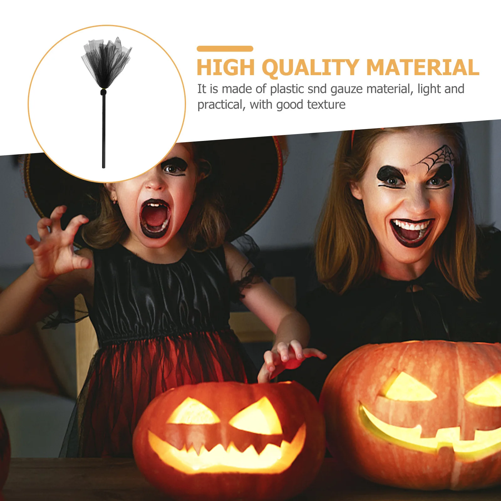 

1pc Creative Witch Broom For Halloween Party Decor, Cosplay Wizard Besom, Dress Up , Festival Decoration, Plastic