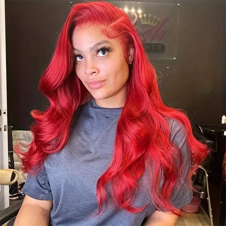 

13x6 HD Кружевные Фронтальные Парики Бордовые Предварительно Сорванные Бразильские Горячие Красные Цветные Прозрачные 13x4 Объемные Волны Парики Фронта Шнурка Человеческих Волос