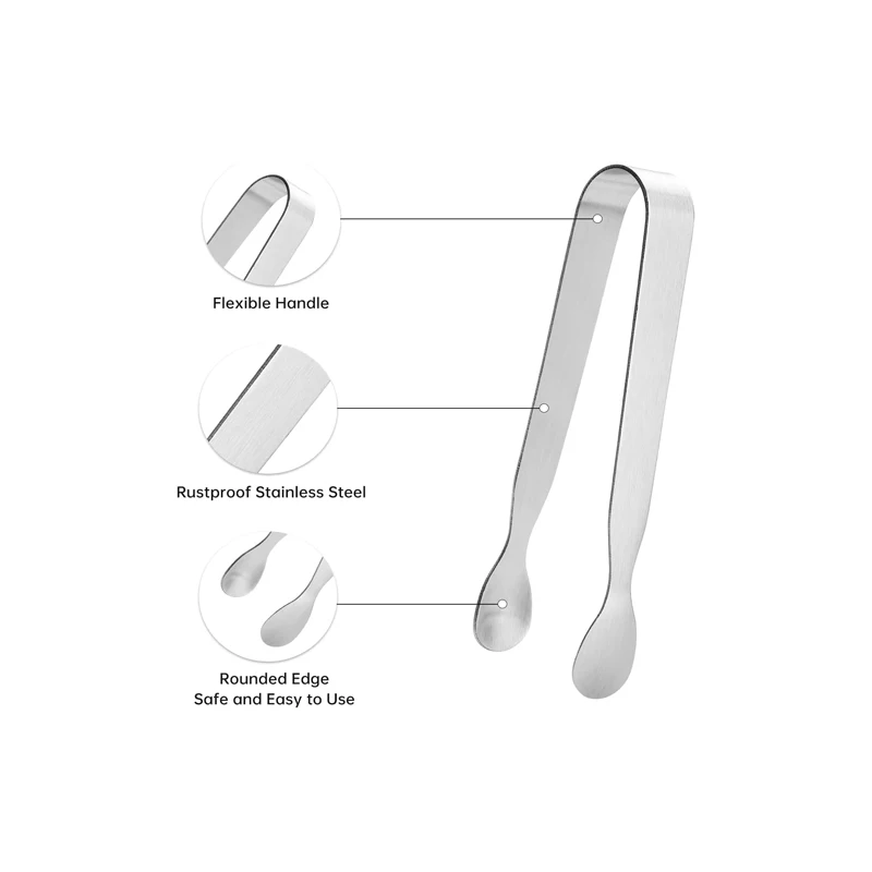 2/6Pcs Stainless Steel Ice Tongs Sweet Tongs Set 11cm Ice Tongs Small Serving Tongs for Sugar Desserts Party Coffee Ice Wine view 5