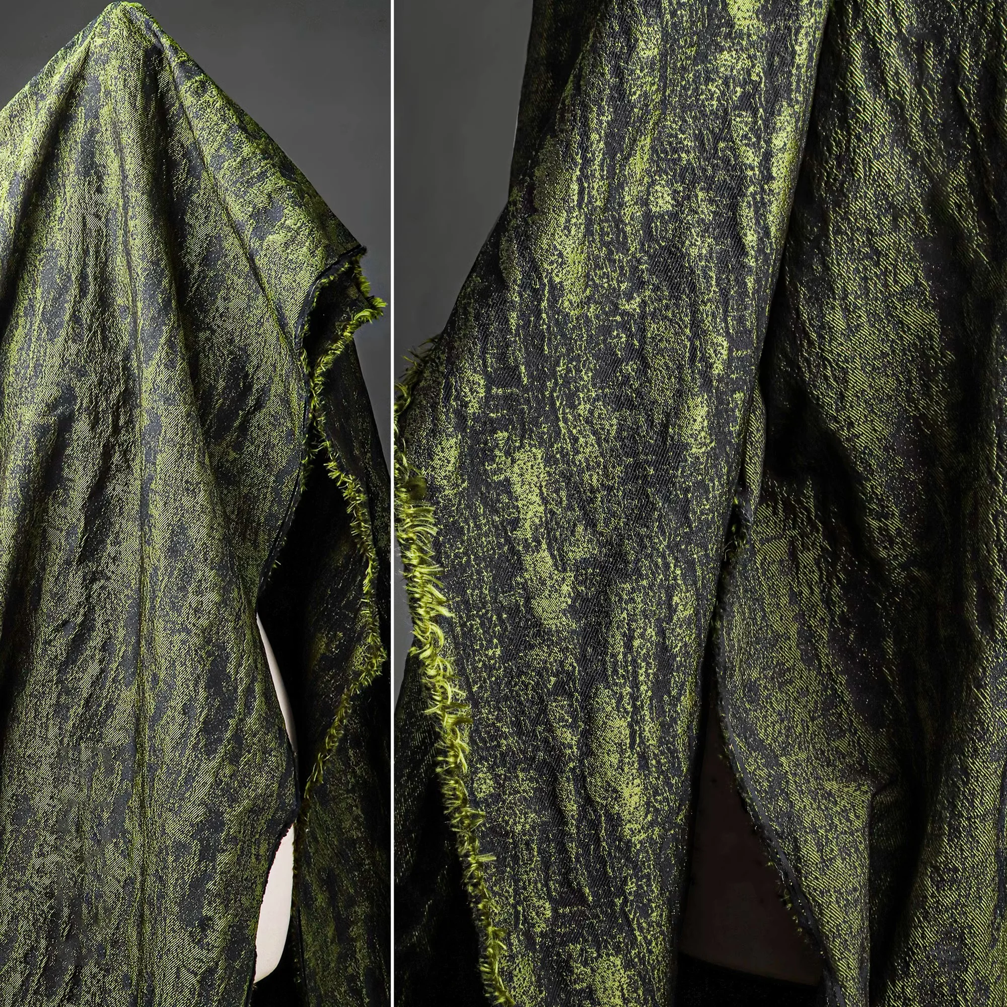 

Green black cotton jacquard with embossed embossed texture crisp three-dimensional suit jacket garment designer fabric