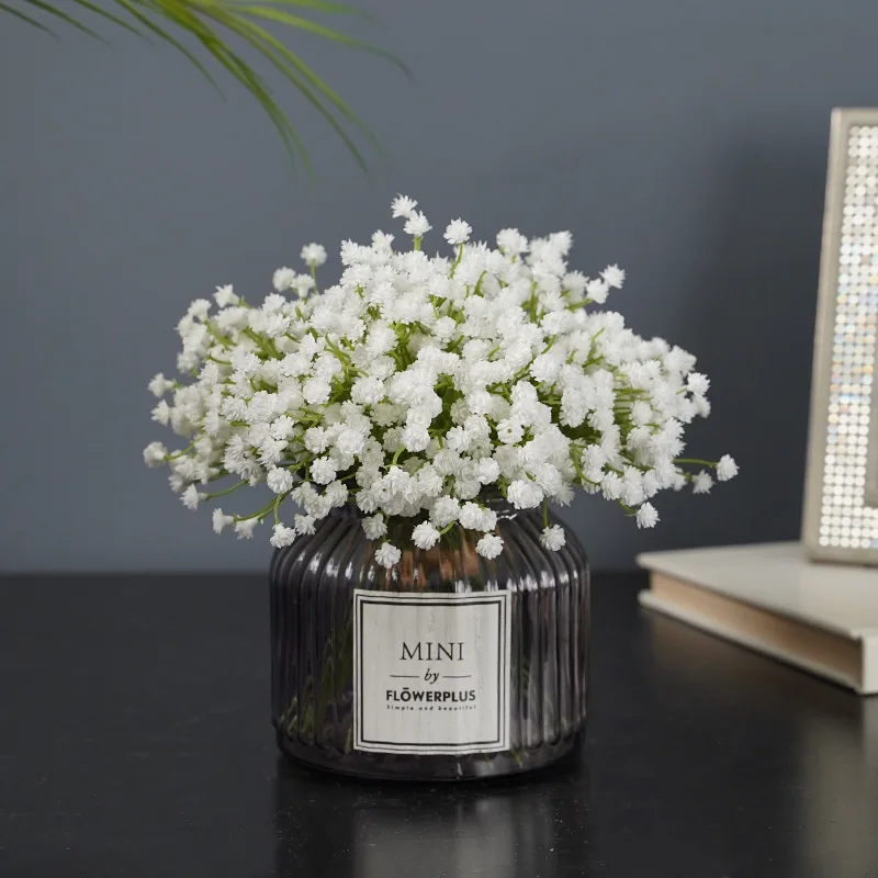 New 20cm Small Single Gypsophila Artificial Flower Wholesale Purple Milky White Blue Pink Bouquet Plastic False Flower Bouquet