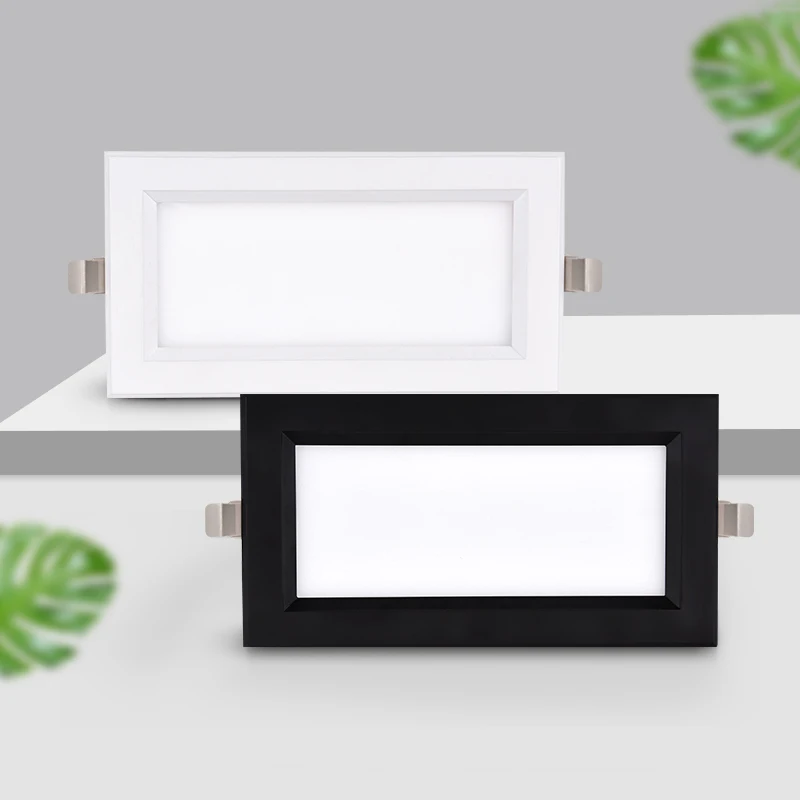 

12W LED Indoor Panel Light Hotel Aisle Aluminum Recessed Lighting Grille Ceiling Lamp Fixture Living Room Black/White Finish