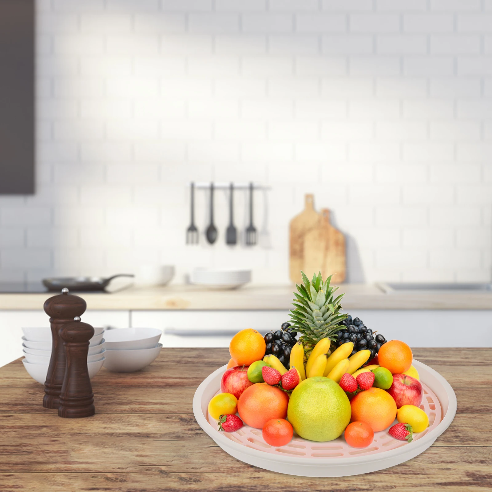 

Drain Tray Fruit Dish Fruits Basket White PP Kitchen Self Draining Plate Premium Safe Vegetable Storage Reasonable