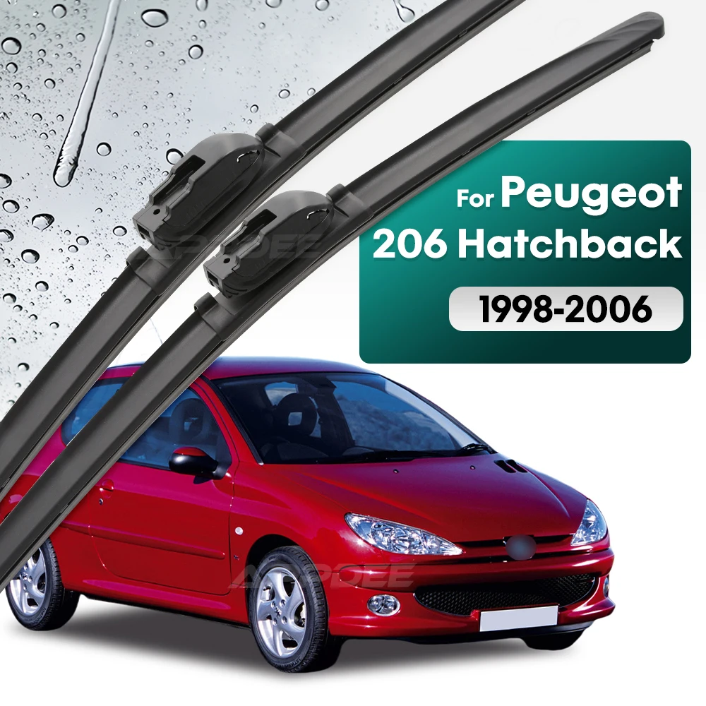 مجموعة شفرات الممسحة الأمامية من السيليكون والمطاط لسيارة بيجو 206 هاتشباك SW CC 1998 - 2006 فرشاة الزجاج الأمامي 26 بوصة + 16 بوصة