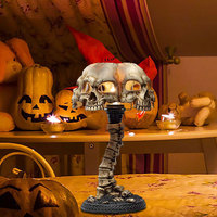 Halloween 3D Gothic Skull Table Lamp Skeleton Desktop Light Spooky 4 Head Resin Night Decorative Light Party Home Ornament Gifts