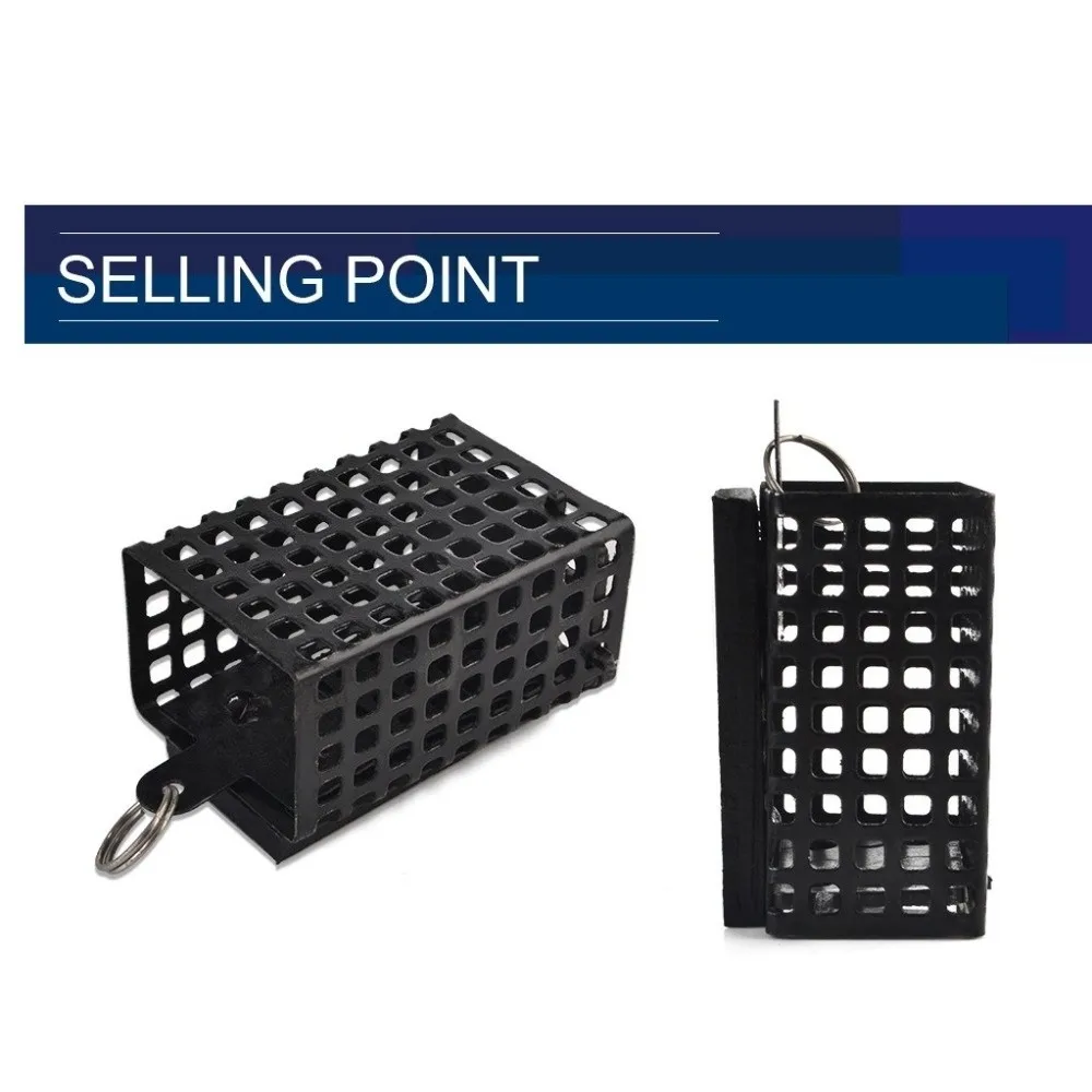 Bait Container Square Shape Metal Feeder Wire Material 30g-100g Weight Bait Cage Bait Basket Holder Carp Fishing view 4