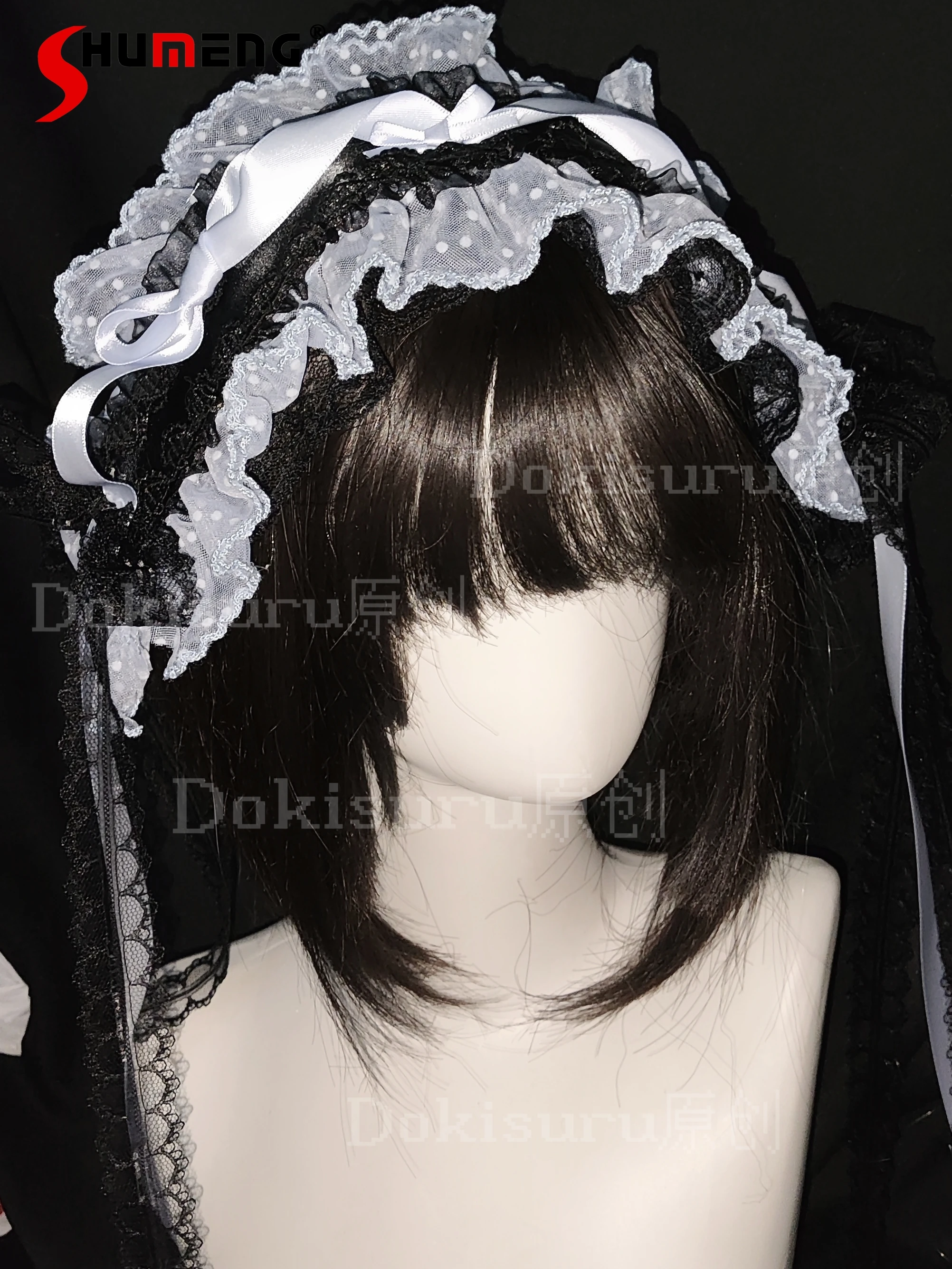 

Оригинальная повязка на голову Subculture Lolita Y2K на Хэллоуин, потому что милая повязка на голову с бантом для девочек, кружевной край, повязка на голову для тяжелой промышленности, новый женский головной убор