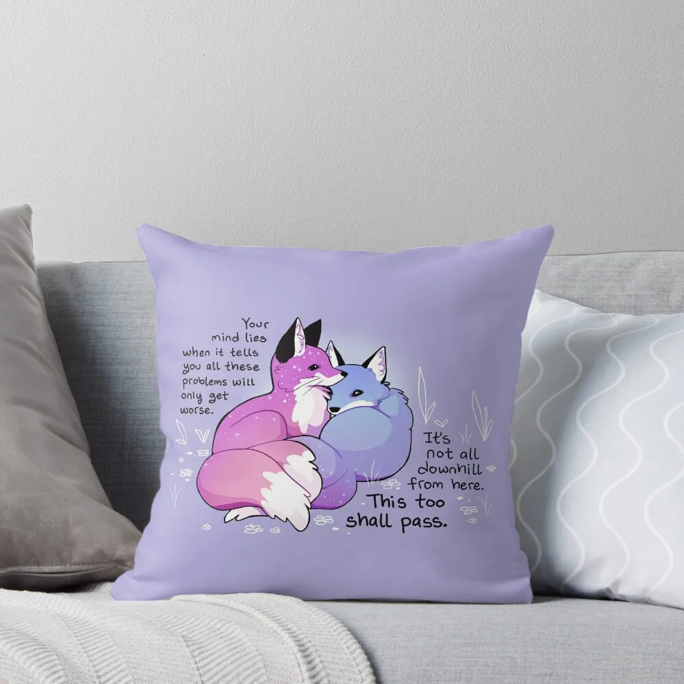 It's Not All Downhill From Here Cuddly Kitsune Foxes Throw Pillow Pillowcase Cushion Sofa Cover Pillow