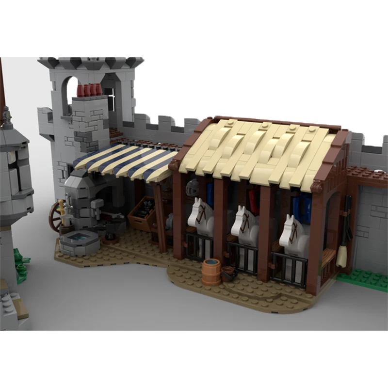 Bloques de construcción MOC de la serie Medieval Street View, castillo Modular grande, modelo de arquitectura, ladrillos técnicos, juguetes de ensamblaje, regalo de Navidad