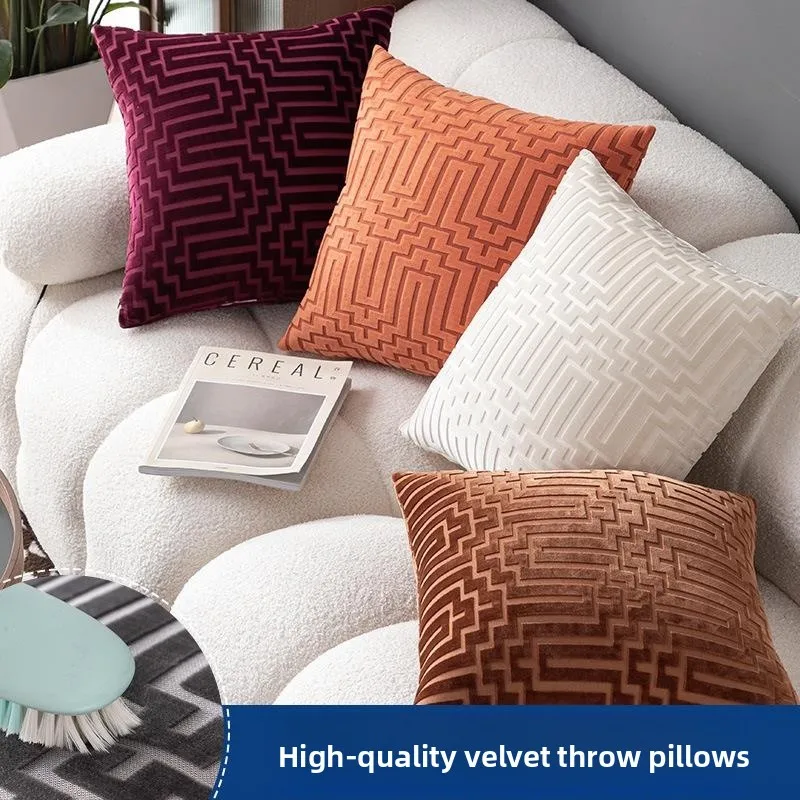 

Креативная геометрическая наволочка из ткани с вырезанным узором для декора виллы, чехол для подушки, домашний текстиль, однотонный узор