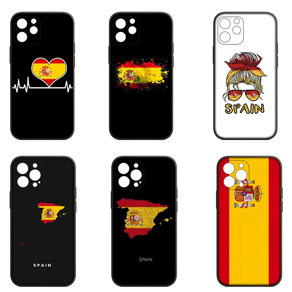 Spain Flag Yellow Red Soft Cover Phone Casing for Apple iPhone 15 14 13 12 11 Pro XS Max XR 6s Plus + SE 15+ Case