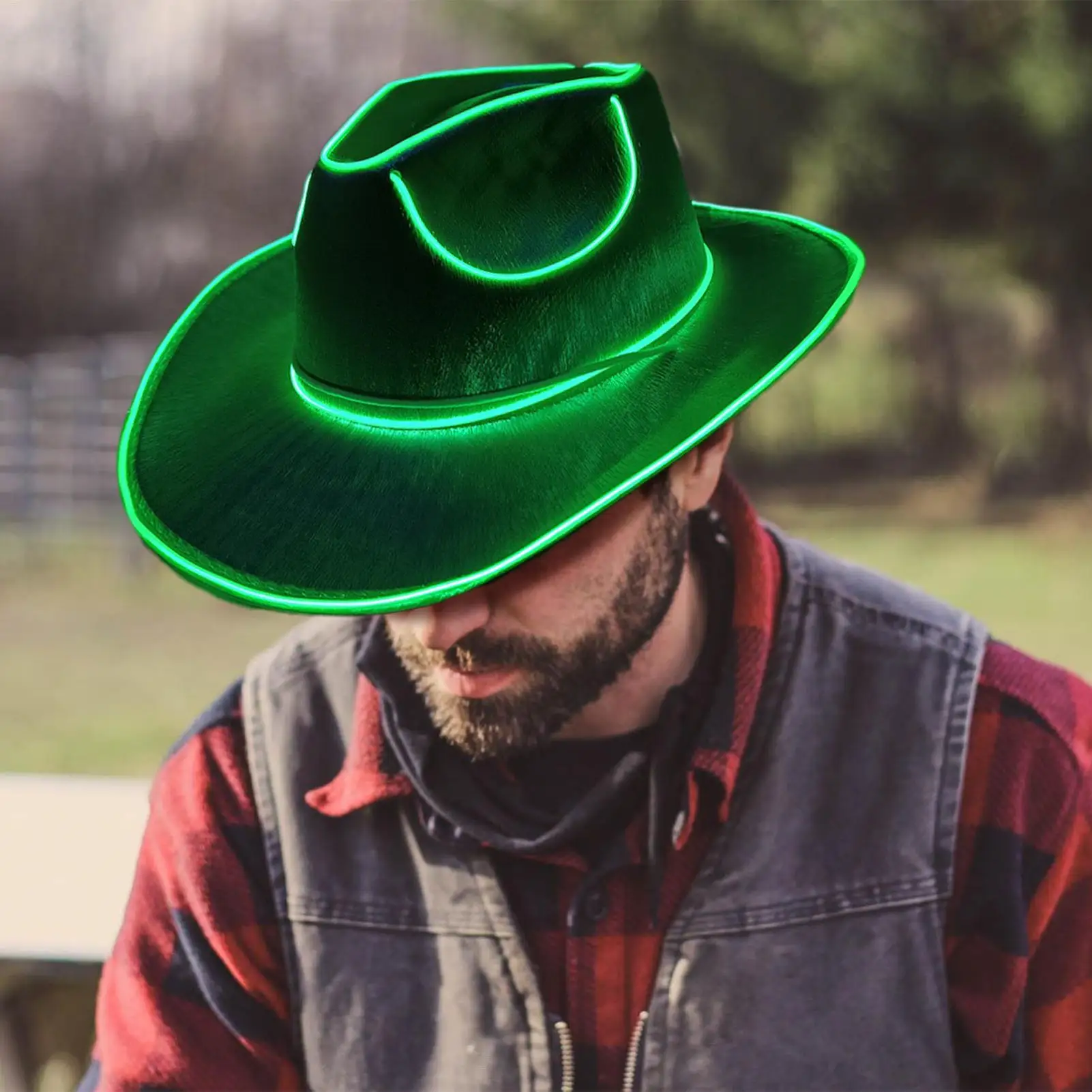 Light up Hats for Adults Party Headwear Cowboy Hat Dress up Hat Battery Operated LED Hat Party Cowboy Hats for Men Women view 2