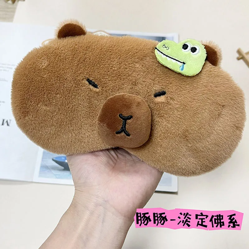 Cartoon Kawaii Lunch Nap Eye Protection Eye Patch Cute Creative Plush Capybara Ice Compress Light-blocking Eye Mask Gifts