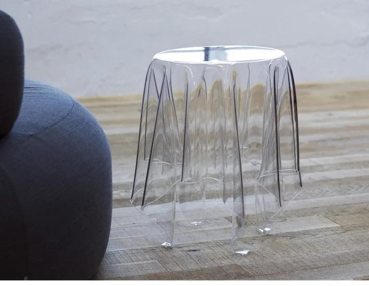 Transparent Acrylic Living Room Round Sofa Side Table Coffee Table Balcony Negotiation Side Table Cafe Transparent Side Tabless