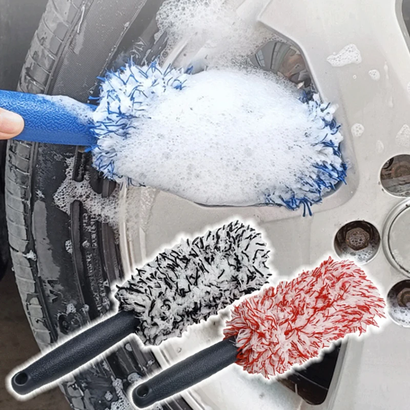 Car Care Duster Microfiber  Plush Premium Wheel Brush Anti-skid Handle Conveniently Clean Wheel Rim Cleaning Car Accessories