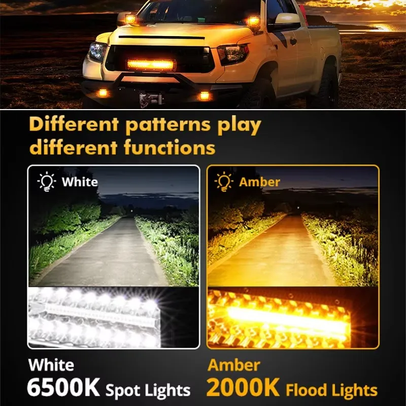 AUXBEAM LED Work Lights High Quality 3/4/7 Inch Amber White LED Square Driving Work Light Bar For Offroad Truck SUV ATV UTV Boat