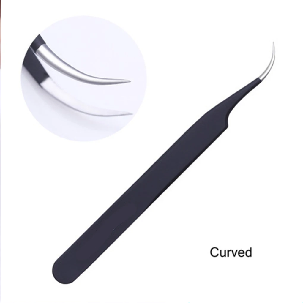 Nail Tweezers Antistatic Manicure Sticker Tools Anti Slip Handle Lightweight Balance Curve Lash Supplies  Angle Head