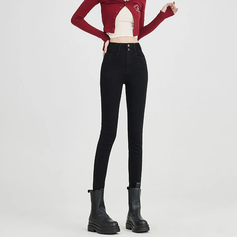 

Женские корейские джинсы-карандаш с высокой талией, Лидер продаж 2024, женские модные джинсовые брюки, женские винтажные повседневные прямые брюки
