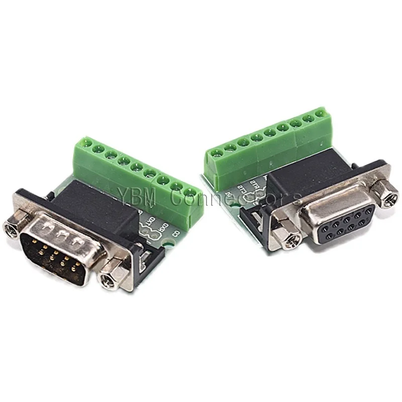 1pcs DB9 Male and Female Connector Adapter Screw Terminal 9-Pin 9-Hole RS232 RS485 Conversion Board