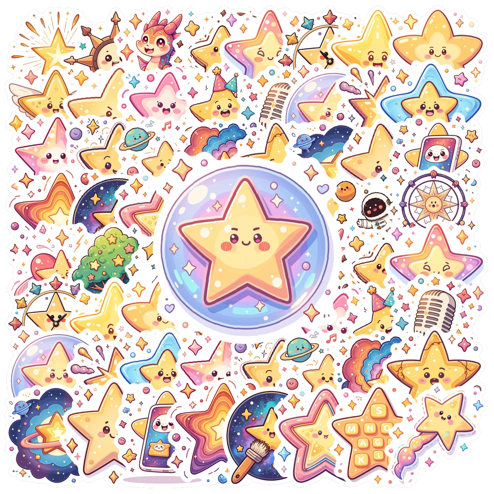 35/50 قطعة من ملصقات نمط نجمة كرتونية لطيفة ملصقات سفر مقاومة للماء للأطفال يمكنك صنعها بنفسك والكمبيوتر المحمول والهاتف المحمول والأمتعة ديكور كاواي #1