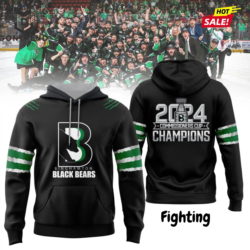 Black Bears Champions 2024 Green Hoodie Binghamton Empire Casual Sports Round Neck with Long Sleeves Men Women Pullover Sweater