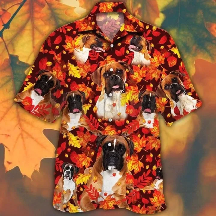 Boxer Dog Cute Sunflower Hawaiian Shirt 3D All Over Printed Hawaiian Shirt Men's For Women's Harajuku Casual Shirt Unisex