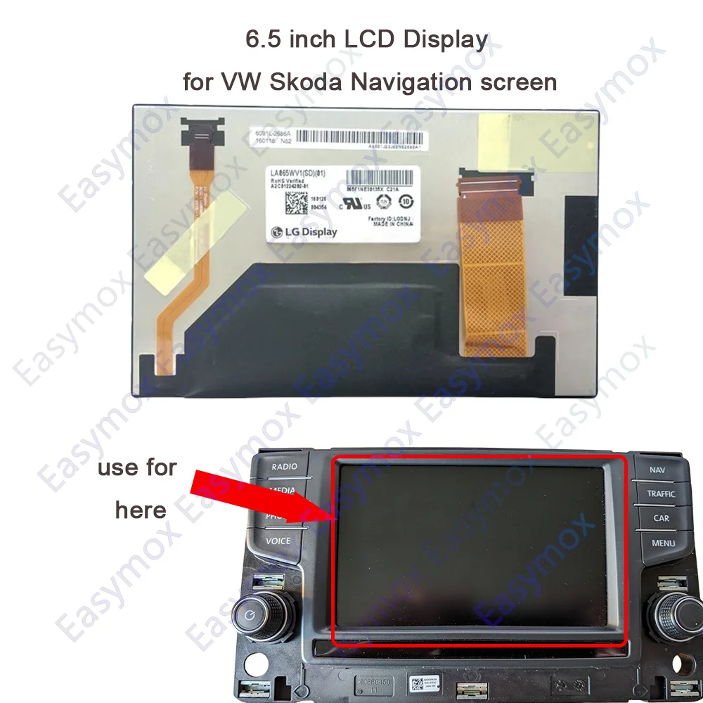 

6.5 Inch LCD Display for Volkswagen VW Golf Mk7 2013- 2017 MIB2 Infotainment Screen 6.5 inch 3G0 919 605 D LA065WV1(SD)(01)