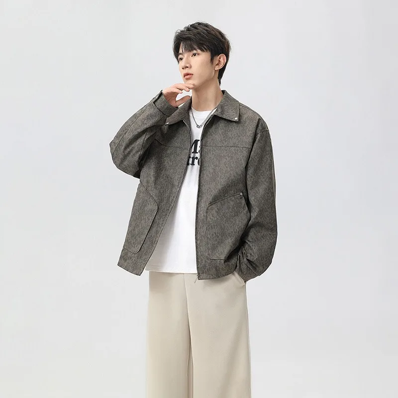 Faionable solto zíper masculino outono bordado outerwear longo casaco casual solto moda casual streetwear harajuku jaqueta masculina