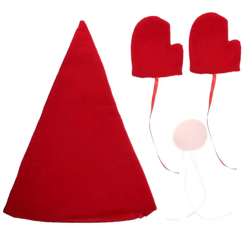 

4pcs Christmas Tree Decor Hat Nose Gloves Face Christmas Party Supplies for New Year Decoration Colorful Gift Label DIY Red