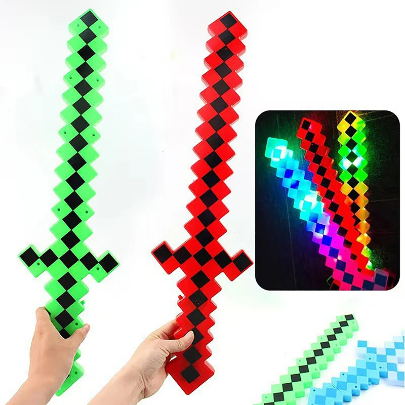 Cartoon Cute Large Flash Sword LED Luminous Mosaic Toy Sword Toy Sword For Kids