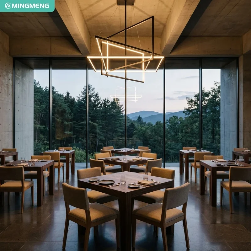 Minimalist Restaurant Furniture Solid Wood Dining Table Upholstered Fabric Dining Chair for Resort Hotel Commercial  Project