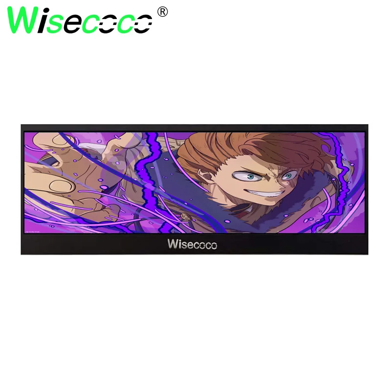 Wisecoco Layar LCD Multi Jendela 14 Inci Layar Strip Panjang 4K Layar 60Hz Port USB Tipe C Monitor Multimedia Monitor LCD