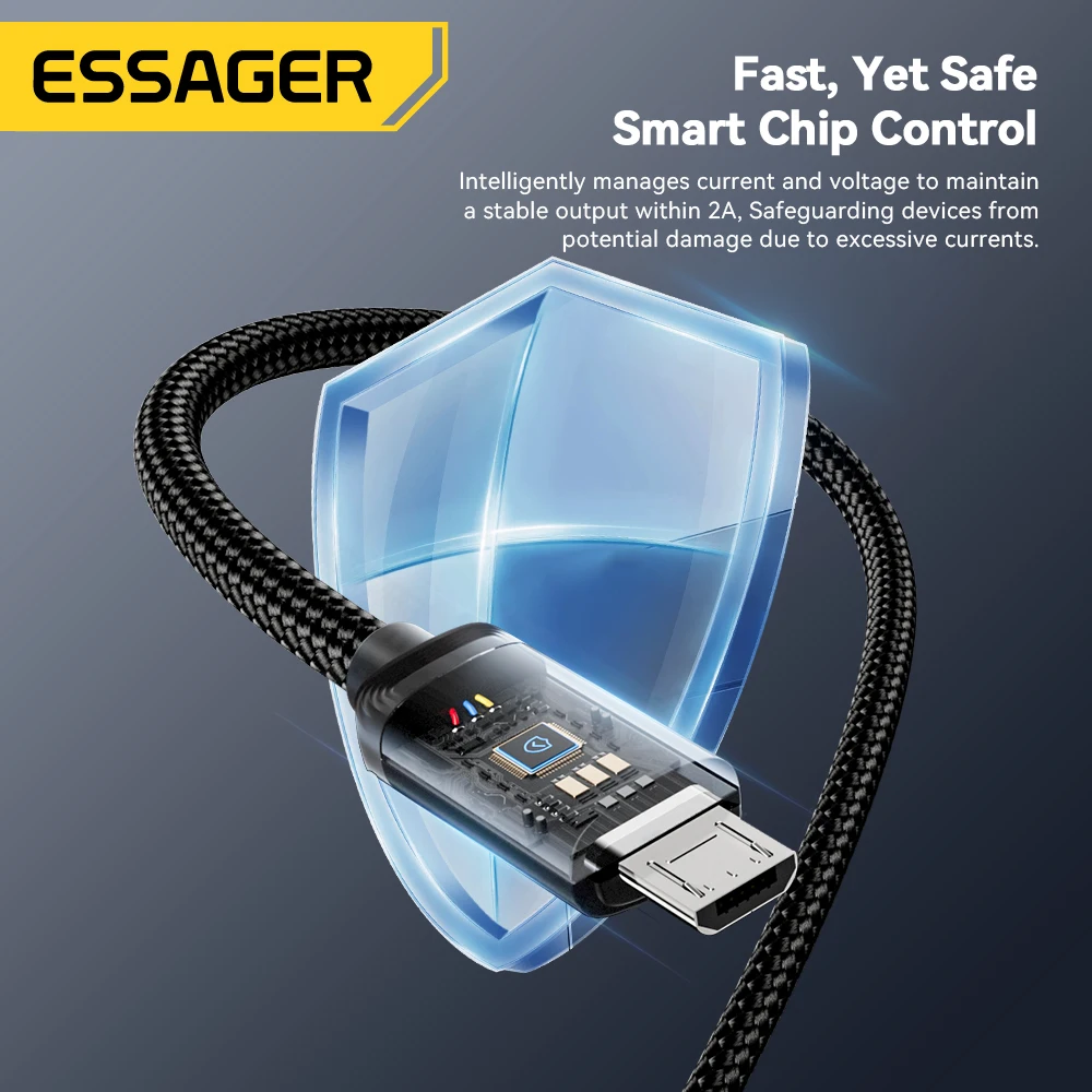 Essager 2 in 1 USB Type C Micro Cable i2A Fast Charging Data Cable Mobile Phone USB Charger Cord