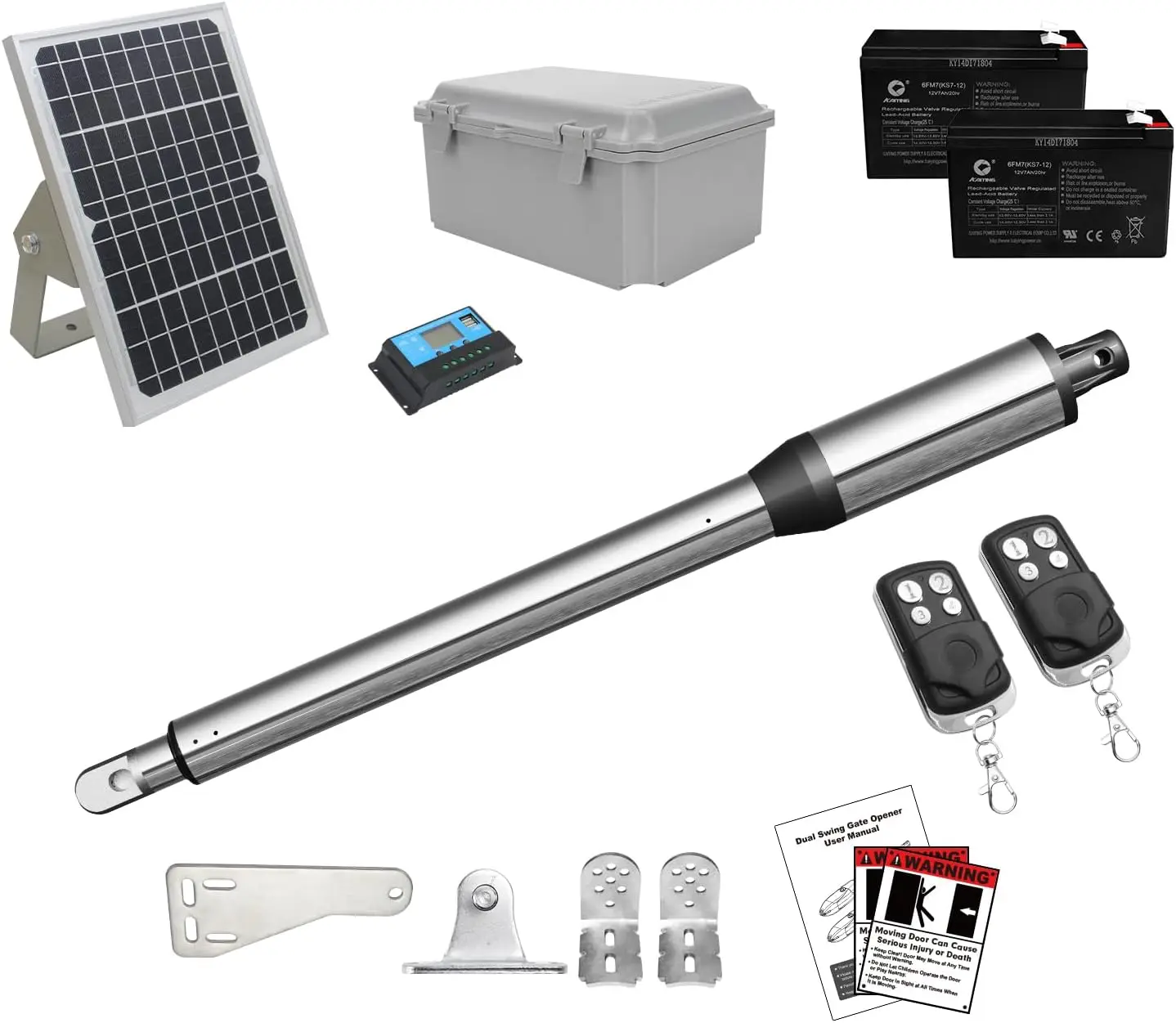 Solar Gate Opener with Batteries & Solar Panel  Automatic Gate Openers with Remote Complete Kit