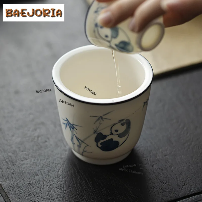 BAEJORIA 200ML Hand-painted Panda Bamboo Jianshui Small Tea Cup Wash Tea Garbage Can Tea Residue Bucket Household Chaxi Teaset