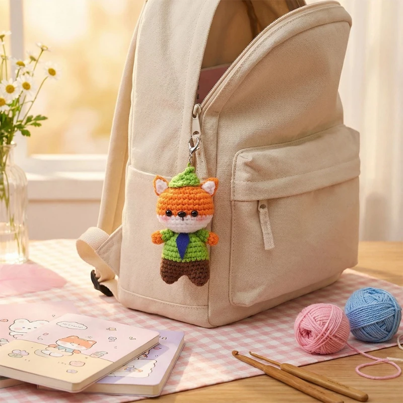 New Original Handmade Crochet Doll Exquisite Bag Pendant Craft Ornament Knitted Yarn Keychain Handmade Figurine Home Decor Gift - view 3