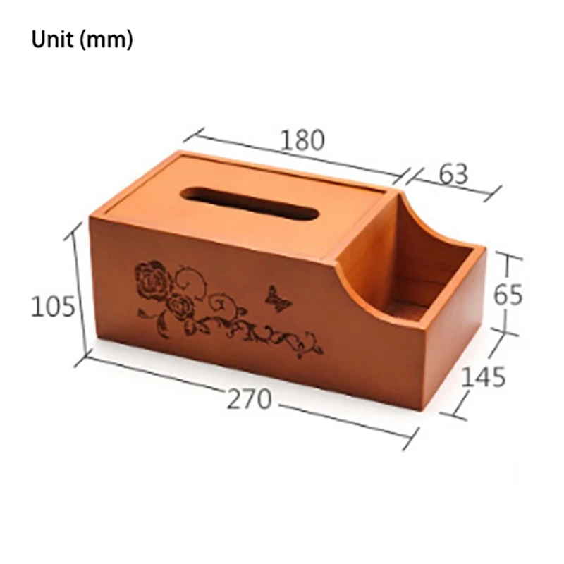 Wooden Square Tissue Box Storage Organizer Caddy For Bathroom Vanity Dresser Night Stand Table Holds Remote Controls Pen 27X14.5