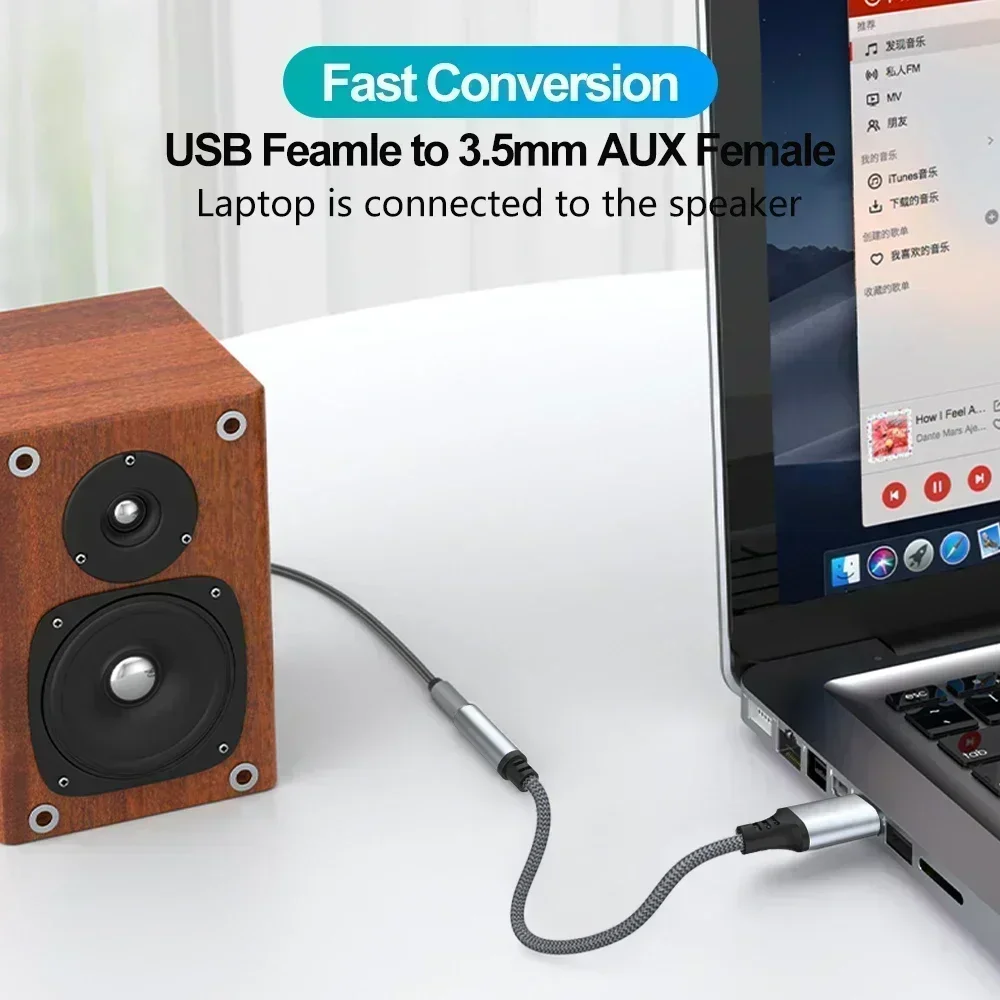 USB إلى 3.5 مللي متر بطاقة الصوت الخارجية الإناث لأجهزة الكمبيوتر المحمولة الهواتف سماعات الميكروفون مكالمة صوتية محول الكابلات