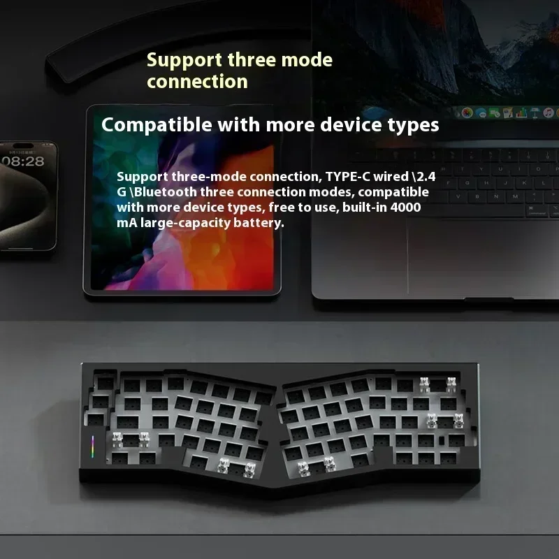 Weikav Record Alice Mechanical Keyboards Kits RGB Aluminum Alloy Tri-Mode Customized Gaming Keyboard Kit PC E-sports Accessories