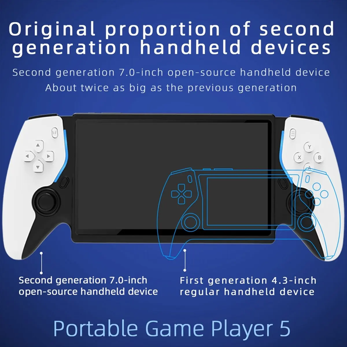 Superb- HC8000 7inch Screen Retro Handheld Game Console 64G 15000 Games Open Source Game Player Support 30+ Emulators White view 3