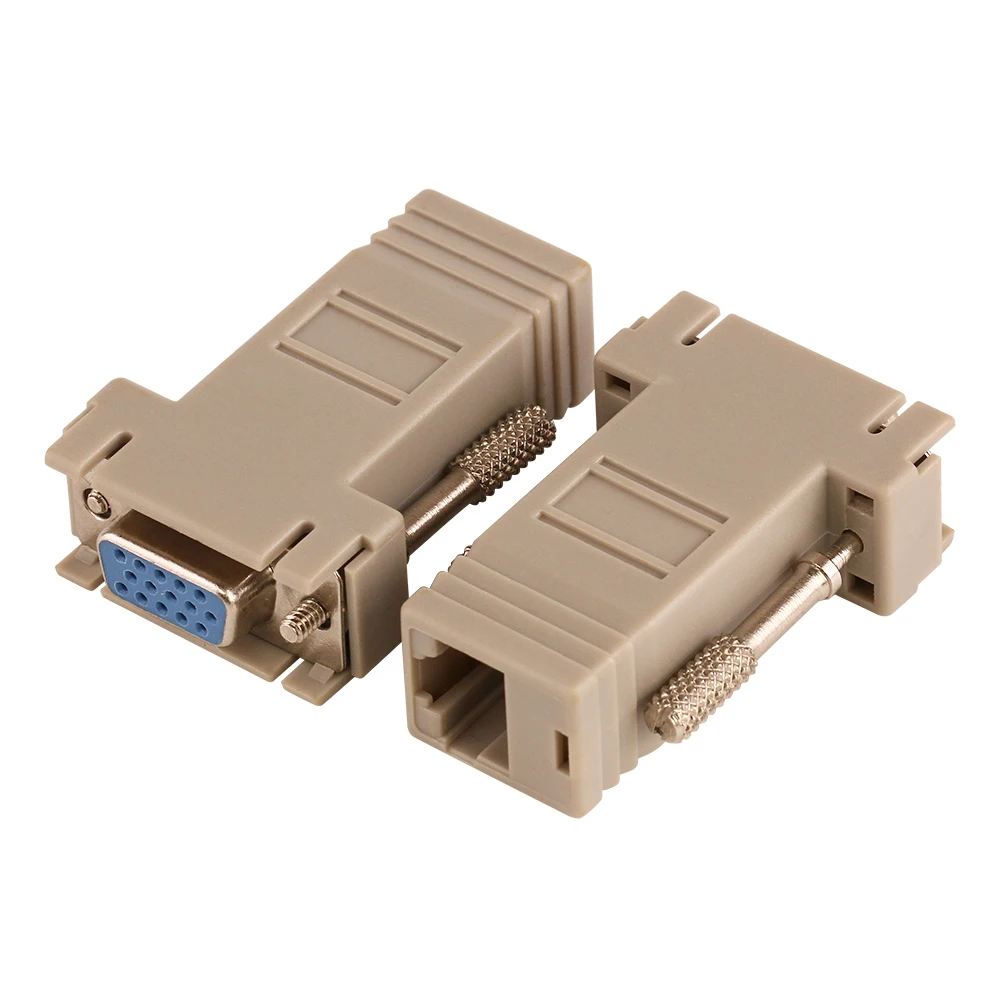 500pcs VGA Extender Male Female To LAN RJ45 CAT5 CAT6 Network Cable Adapter Computer Extra Switch Converter