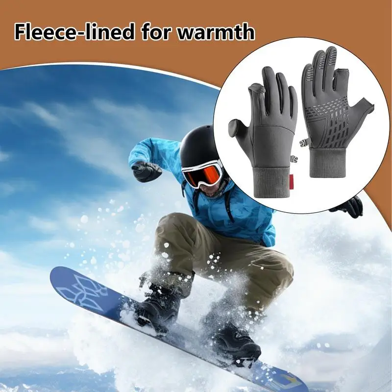 Cycling Gloves 2 Fingerless Design Non-slip Gloves Ice Fishing Equipment Winter Warm Gloves For Outdoor Activities