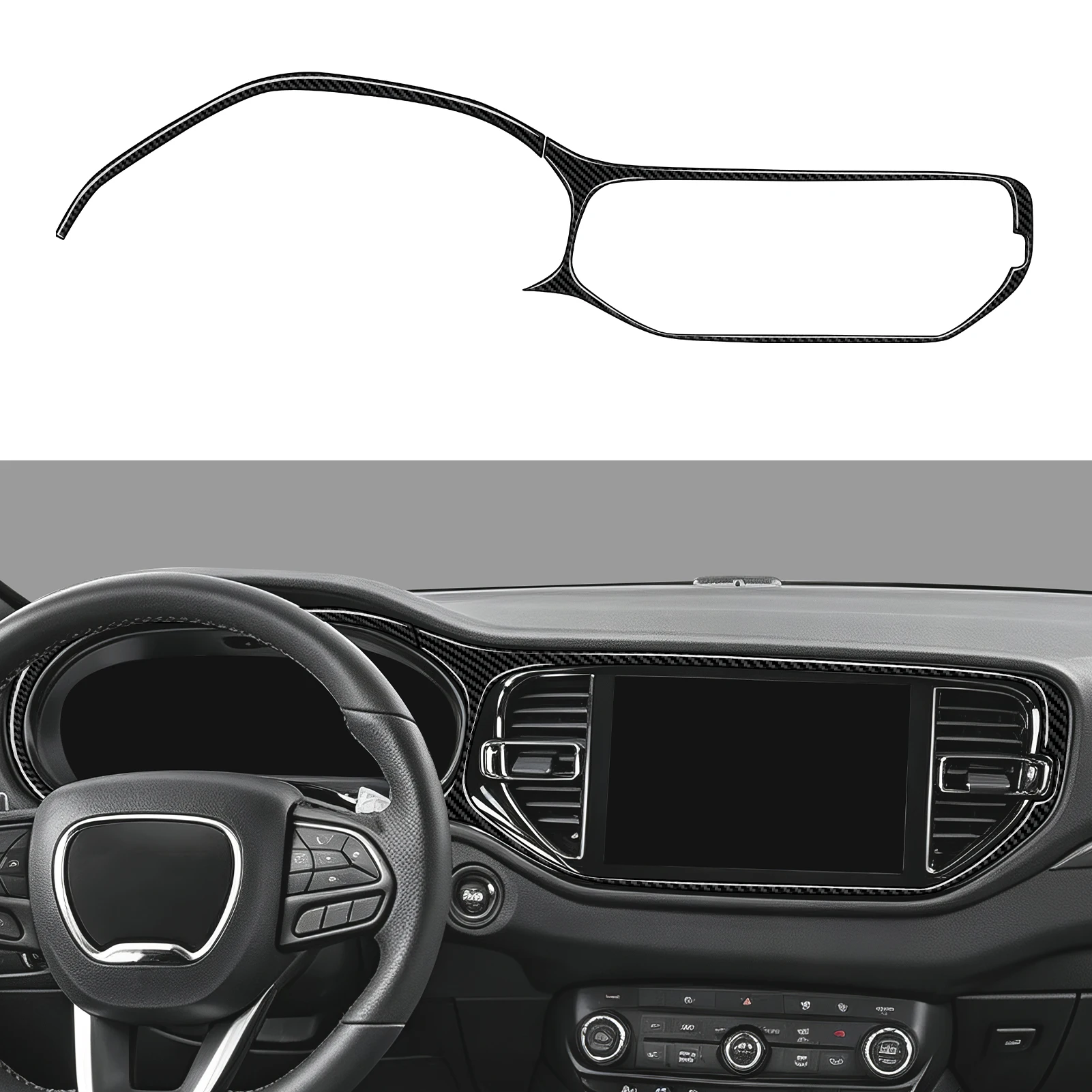 Car Console Navigation Display Decorative Strip. For Dodge Durango (2021-2028) Accessories. Soft Carbon Fiber Interior Sticker.